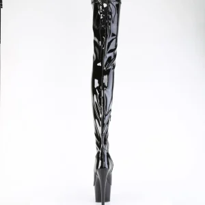 Noir 18 cm ADORE-4011 Vinyle plateforme bottes cuissardes crotch haute
