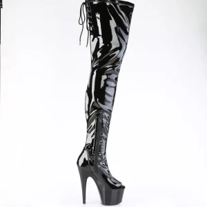Noir 18 cm ADORE-4011 Vinyle plateforme bottes cuissardes crotch haute