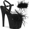 Noir 18 cm ADORE-709F sandales à talons hauts et plumes pole dance