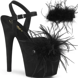 Noir 18 cm ADORE-709F sandales à talons hauts et plumes pole dance