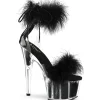Noir 18 cm ADORE-724F sandales à talons hauts et plumes pole dance