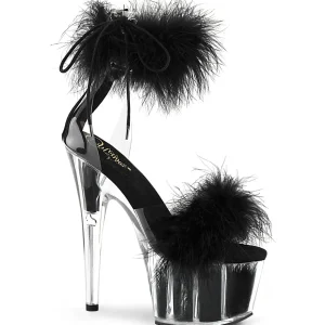 Noir 18 cm ADORE-724F sandales à talons hauts et plumes pole dance