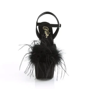 Noir 18 cm ADORE-709F sandales à talons hauts et plumes pole dance