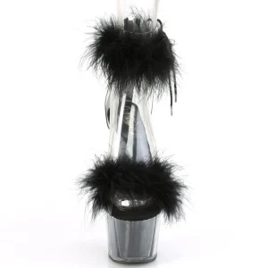 Noir 18 cm ADORE-724F sandales à talons hauts et plumes pole dance