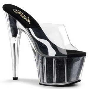 Noir 18 cm ADORE-701G Etinceler Plateforme Mules Hautes