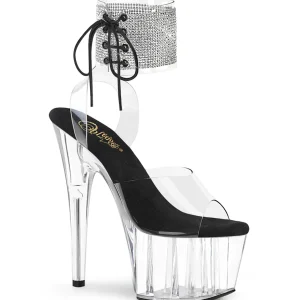 Noir 18 cm ADORE-791-2RS transparentes plateforme talon haut avec bande de cheville