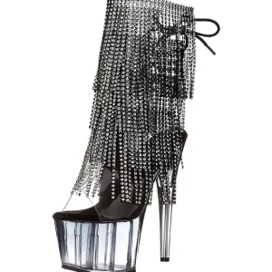 Noir 18 cm ADORE-1017RSFT bottines a frangees pour femmes a talon