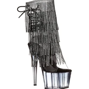 Noir 18 cm ADORE-1017RSFT bottines a frangees pour femmes a talon