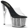 Noir 18 cm ADORE-701SRS Pierre strass plateforme mules femme