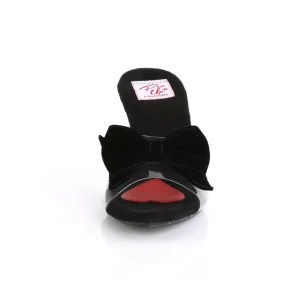 Noir 7,5 cm BELLE-301BOW Pinup mules femmes avec noeud papillon