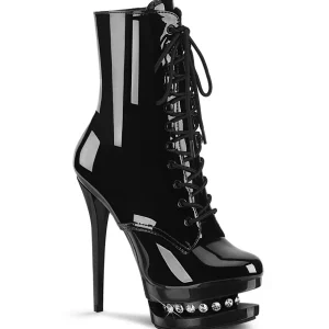 Noir 15,5 cm BLONDIE-R-1020 bottines à plateforme lacets talon en verni