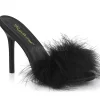 Noir 10 cm CLASSIQUE-01F mules femmes avec plumes de marabout