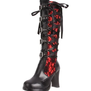 Noir 10 cm CRYPTO-106 plateformes bottes à boucles pour femmes