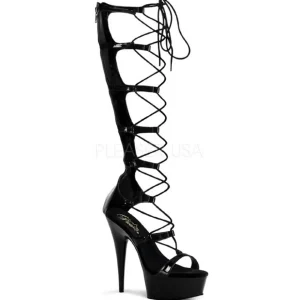 Noir 15 cm DELIGHT-698 spartiates hautes genoux sandales gladiateur