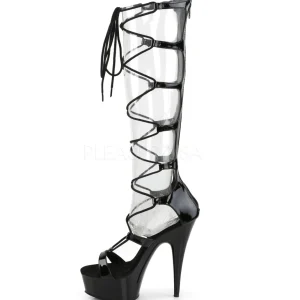 Noir 15 cm DELIGHT-698 spartiates hautes genoux sandales gladiateur