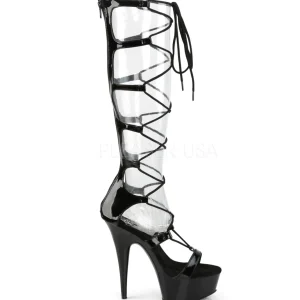 Noir 15 cm DELIGHT-698 spartiates hautes genoux sandales gladiateur
