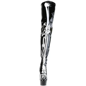 Noir 15 cm DELIGHT-3000BONE Cuissardes Bottes Plateforme