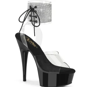 Noir 15 cm DELIGHT-627RS noirs plateforme talon haut avec bande de cheville