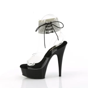 Noir 15 cm DELIGHT-627RS noirs plateforme talon haut avec bande de cheville