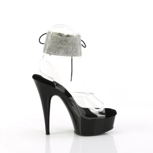 Noir 15 cm DELIGHT-627RS noirs plateforme talon haut avec bande de cheville