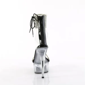 Noir 15 cm DELIGHT-627RS transparentes plateforme talon haut avec bande de cheville