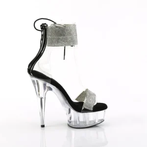 Noir 15 cm DELIGHT-627RS transparentes plateforme talon haut avec bande de cheville