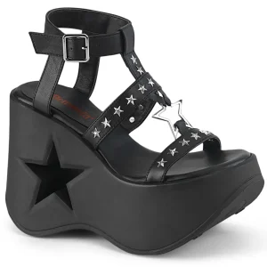 Noir 13 cm DemoniaCult DYNAMITE-12 sandales emo talons compensées