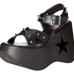 Noir 13 cm DemoniaCult DYNAMITE-02 sandales lolita talons compensées