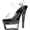 Noir 18 cm FLASHDANCE-708 sandales LED ampoule pour stripteaseuse