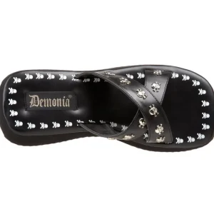 Noir 6,5 cm FLIP-05 Plateforme Tongs Gothique Femmes