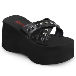 Noir 9 cm FUNN-29 Plateforme Tongs Gothique Femmes
