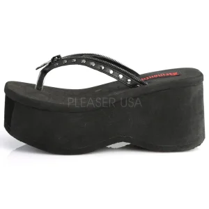 Noir 9 cm FUNN-33 Plateforme Tongs Gothique Femmes