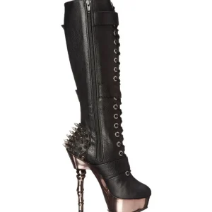 Noir 14 cm MUERTO-2028 Chrome Plateforme Bottes Femmes