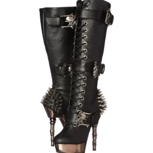 Noir 14 cm MUERTO-2028 Chrome Plateforme Bottes Femmes