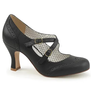 Noir 7,5 cm retro vintage FLAPPER-35 Pinup escarpins femmes à talons bas