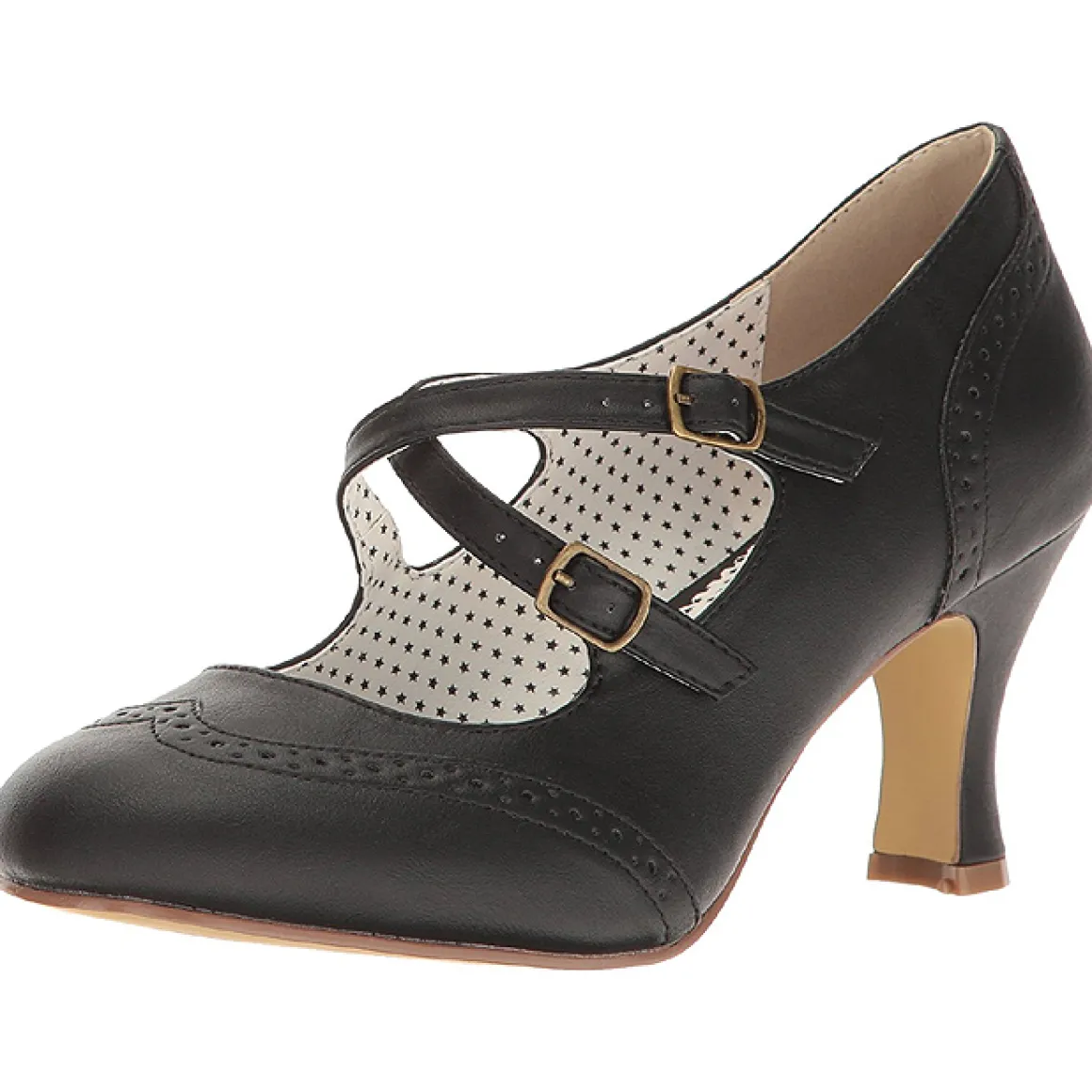 Noir 7,5 cm retro vintage FLAPPER-35 Pinup escarpins femmes à talons bas
