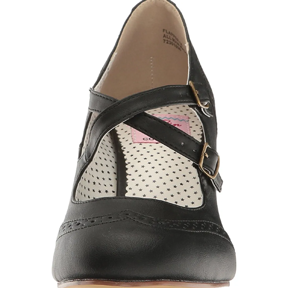 Noir 7,5 cm retro vintage FLAPPER-35 Pinup escarpins femmes à talons bas