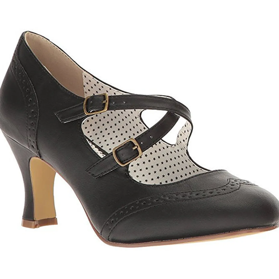 Noir 7,5 cm retro vintage FLAPPER-35 Pinup escarpins femmes à talons bas
