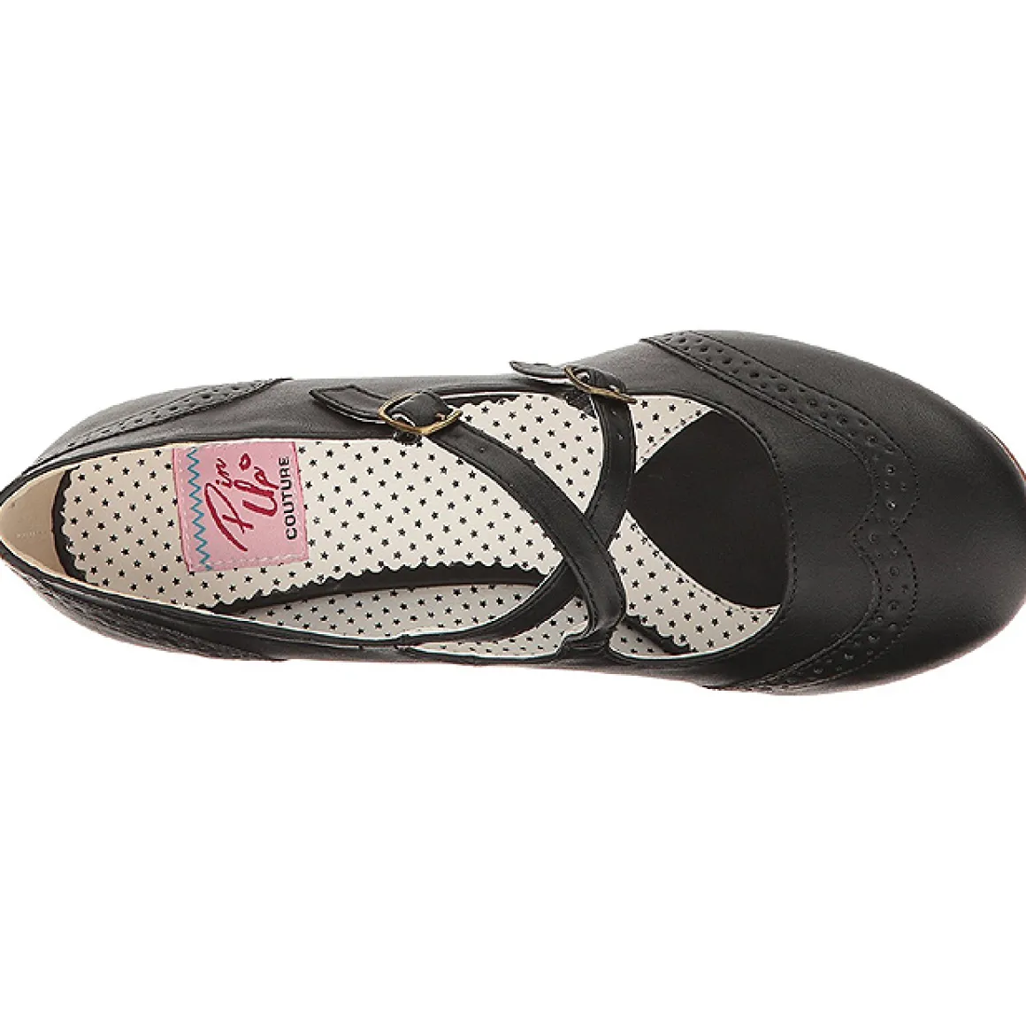 Noir 7,5 cm retro vintage FLAPPER-35 Pinup escarpins femmes à talons bas