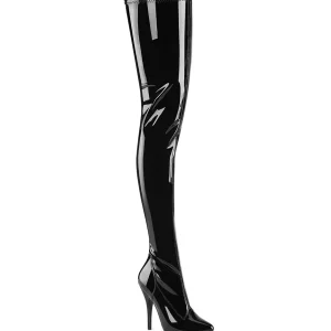 Noir 13 cm SEDUCE-4000 Vinyle plateforme bottes cuissardes crotch haute