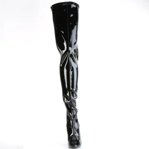 Noir 13 cm SEDUCE-4000 Vinyle plateforme bottes cuissardes crotch haute