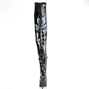 Noir 13 cm SEDUCE-4000SLT Vinyle plateforme bottes cuissardes crotch haute