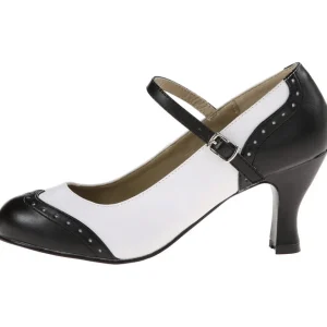 Noir Blanc 7,5 cm retro vintage FLAPPER-25 escarpins à talons hauts
