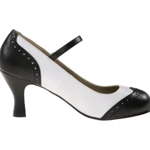 Noir Blanc 7,5 cm retro vintage FLAPPER-25 escarpins à talons hauts