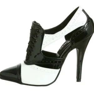 Noir Blanc 13 cm SEDUCE-458 Oxford Chaussures pour femmes a talon