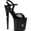 Noir Cristal Pierre 20 cm STARDUST-809 Chaussures Plateau Talon Haut