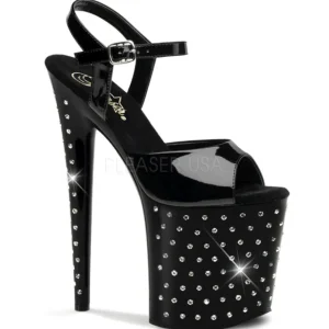 Noir Cristal Pierre 20 cm STARDUST-809 Chaussures Plateau Talon Haut