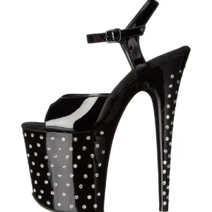 Noir Cristal Pierre 20 cm STARDUST-809 Chaussures Plateau Talon Haut