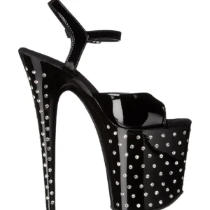 Noir Cristal Pierre 20 cm STARDUST-809 Chaussures Plateau Talon Haut