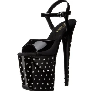 Noir Cristal Pierre 20 cm STARDUST-809 Chaussures Plateau Talon Haut